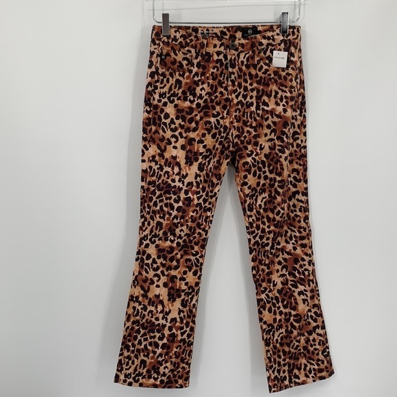 AG Adriano Goldschmeid Jodi high-rise slim flare crop cheetah leopard new 26 - Picture 1 of 5